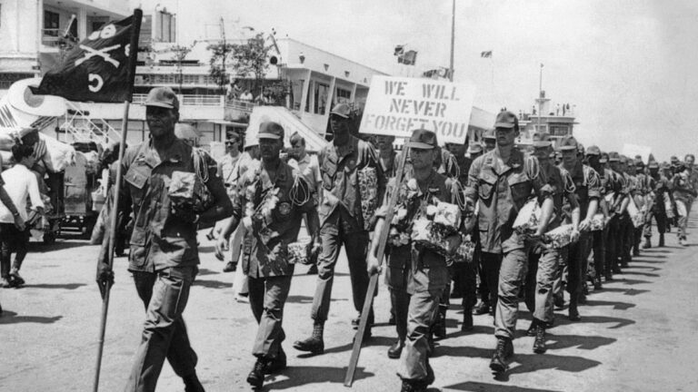 Under what president did the last American troops leave Vietnam?