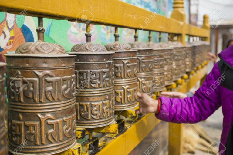 Which religion uses a prayer wheel?