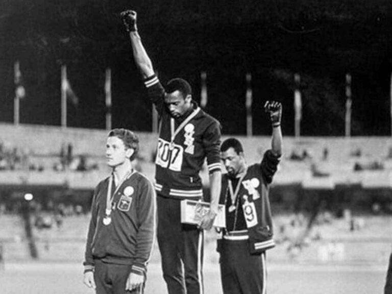 Who were the athletes who raised their fists in a “black power” salute at the 1968 Summer Olympics?